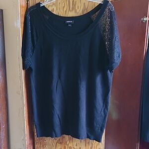 Torrid Black Short Sleeve Blouse with Lace Sleeves